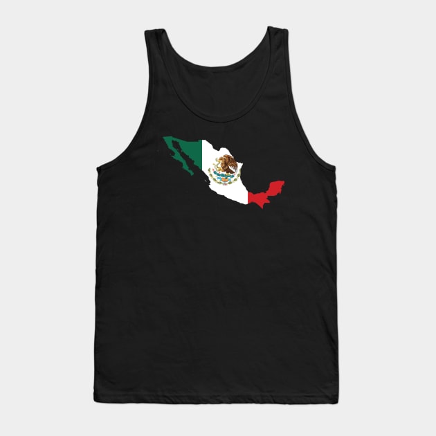 Flag Map of Mexico, Mexican Country Map Outline with National Flag Inside Tank Top by Mashmosh